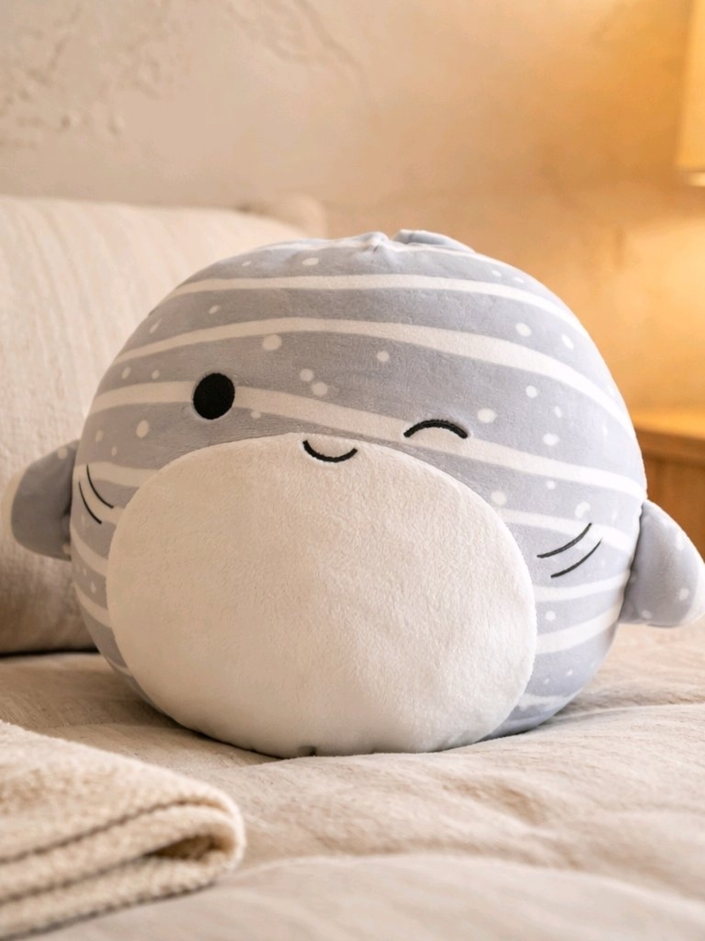 Original Squishmallows 8" Sachie the Grey Striped Whale Shark - Ultrasoft Plush